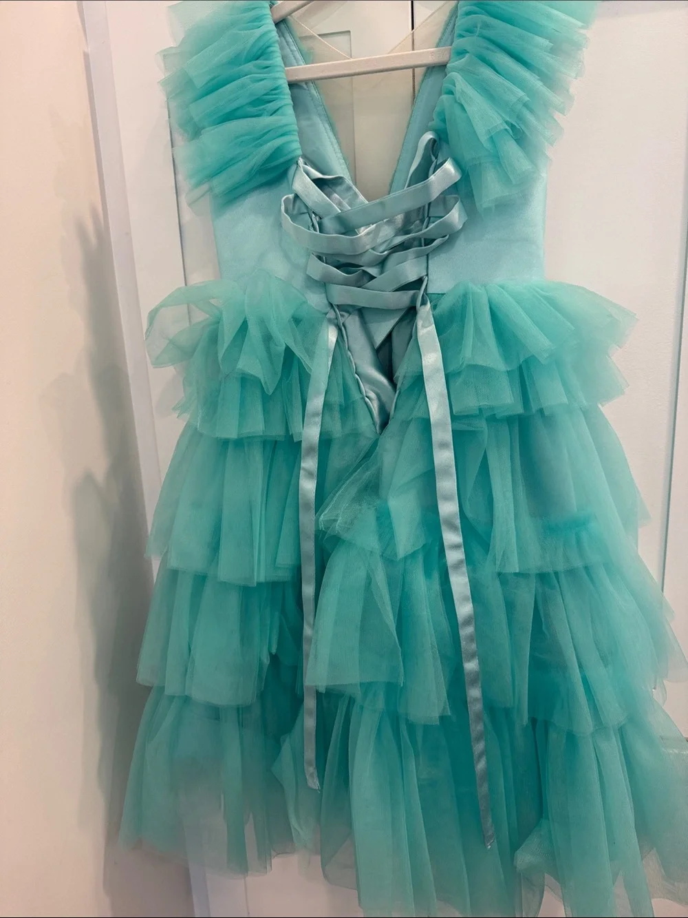Girls Teal Layered Tulle Party Dress
